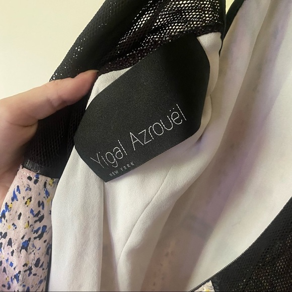 Yigel Azrouël Sz 6 100% Silk Abstract Zipper Detail Mesh Back Evening Gown - Picture 9 of 9